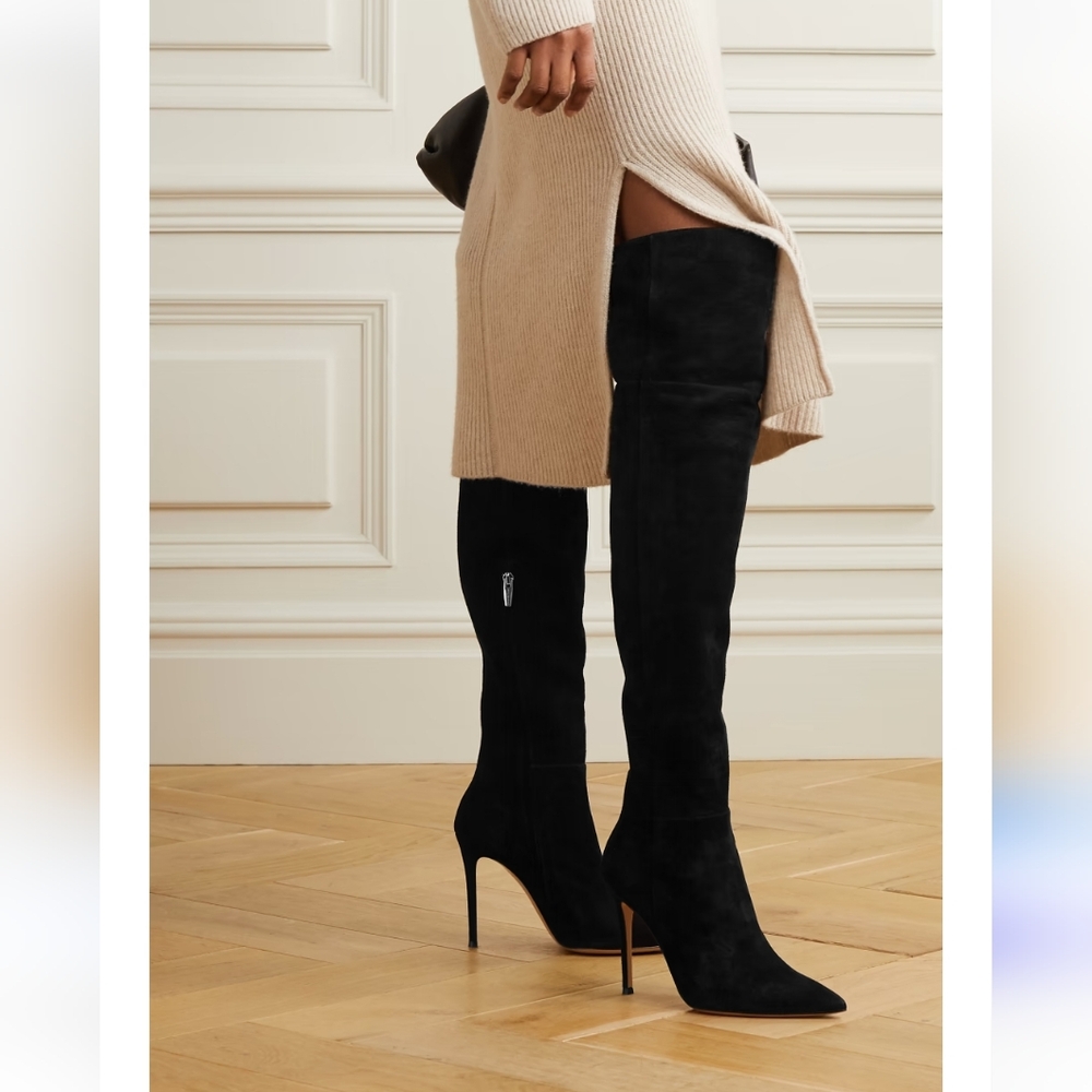 Gianvito Rossi Over the Knee Siede Heeled Boots Size 36